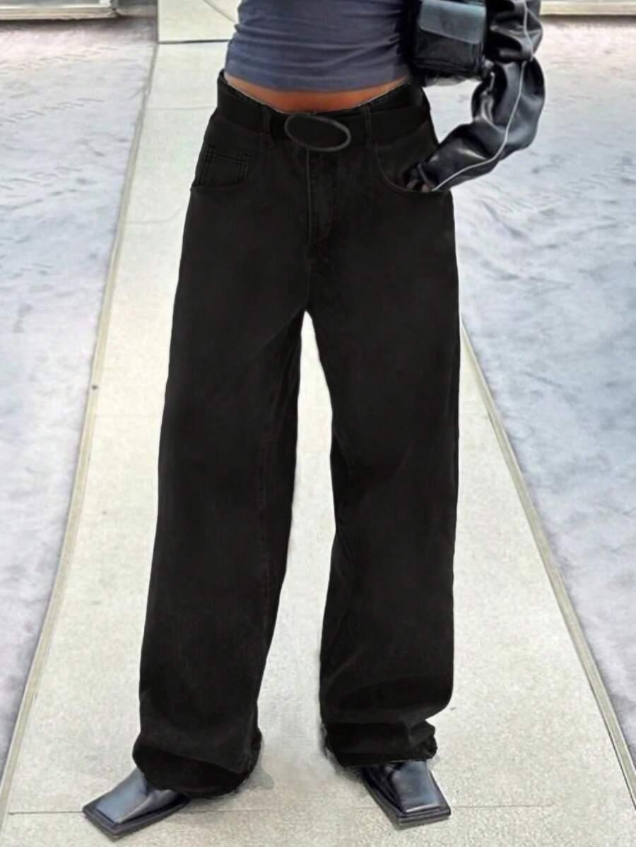 CZARNE SPODNIE JEANS
