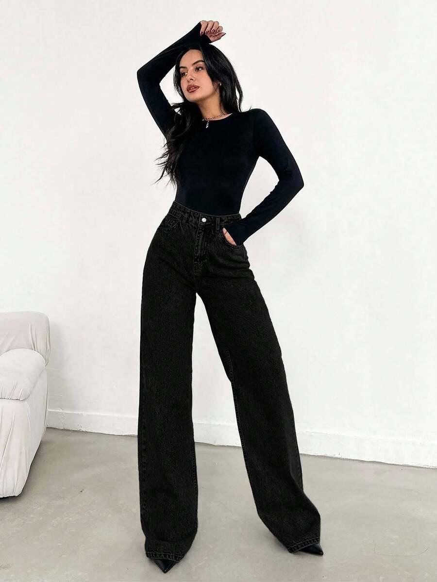 CZARNE SPODNIE JEANS