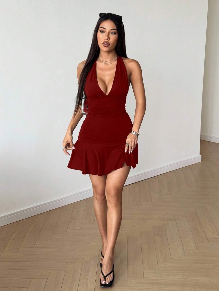 czerwona mini sukienka