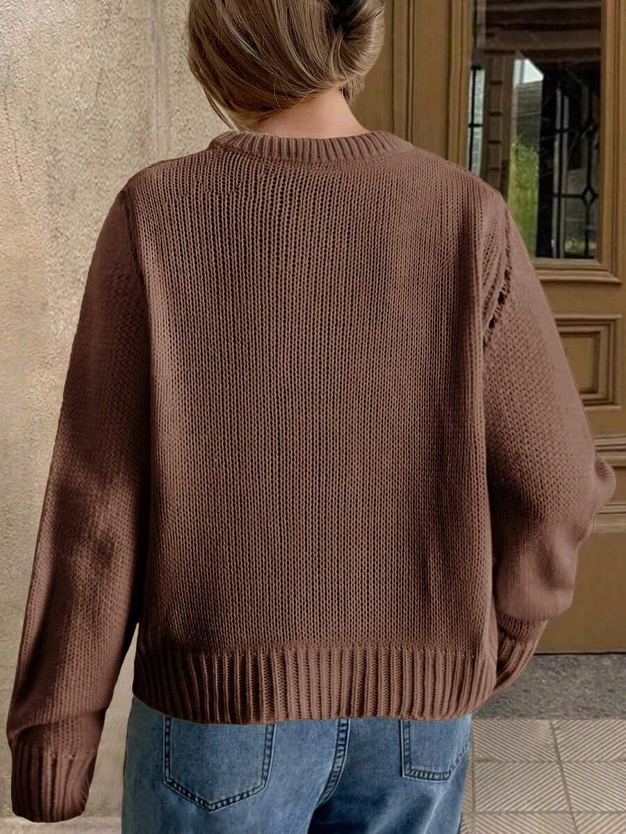 brązowy sweter długi rękaw