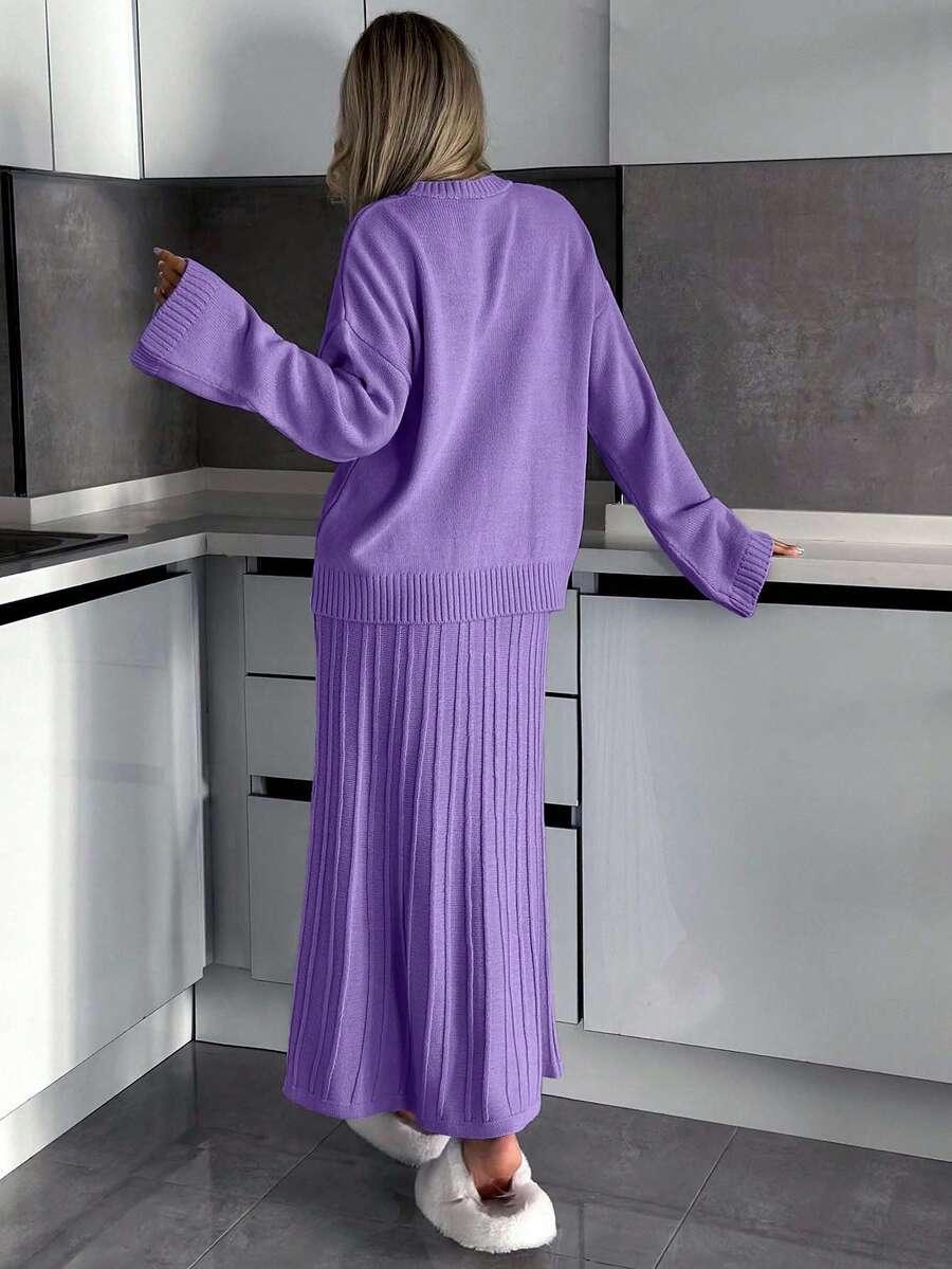 SWETER SPÓDNICA DZIANINOWY KOMPLET