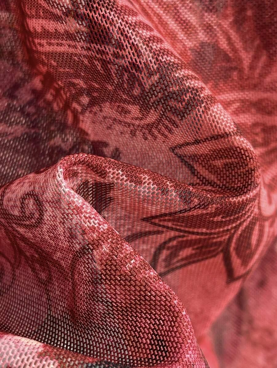 czerwona bluzka długi rękaw mgiełka