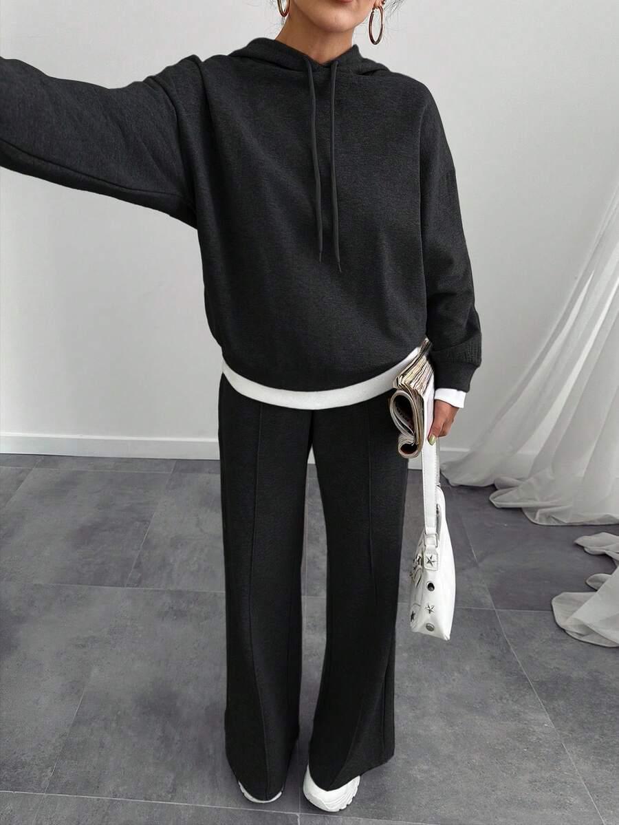 CZARNY KOMPLET BLUZA SPODNIE 