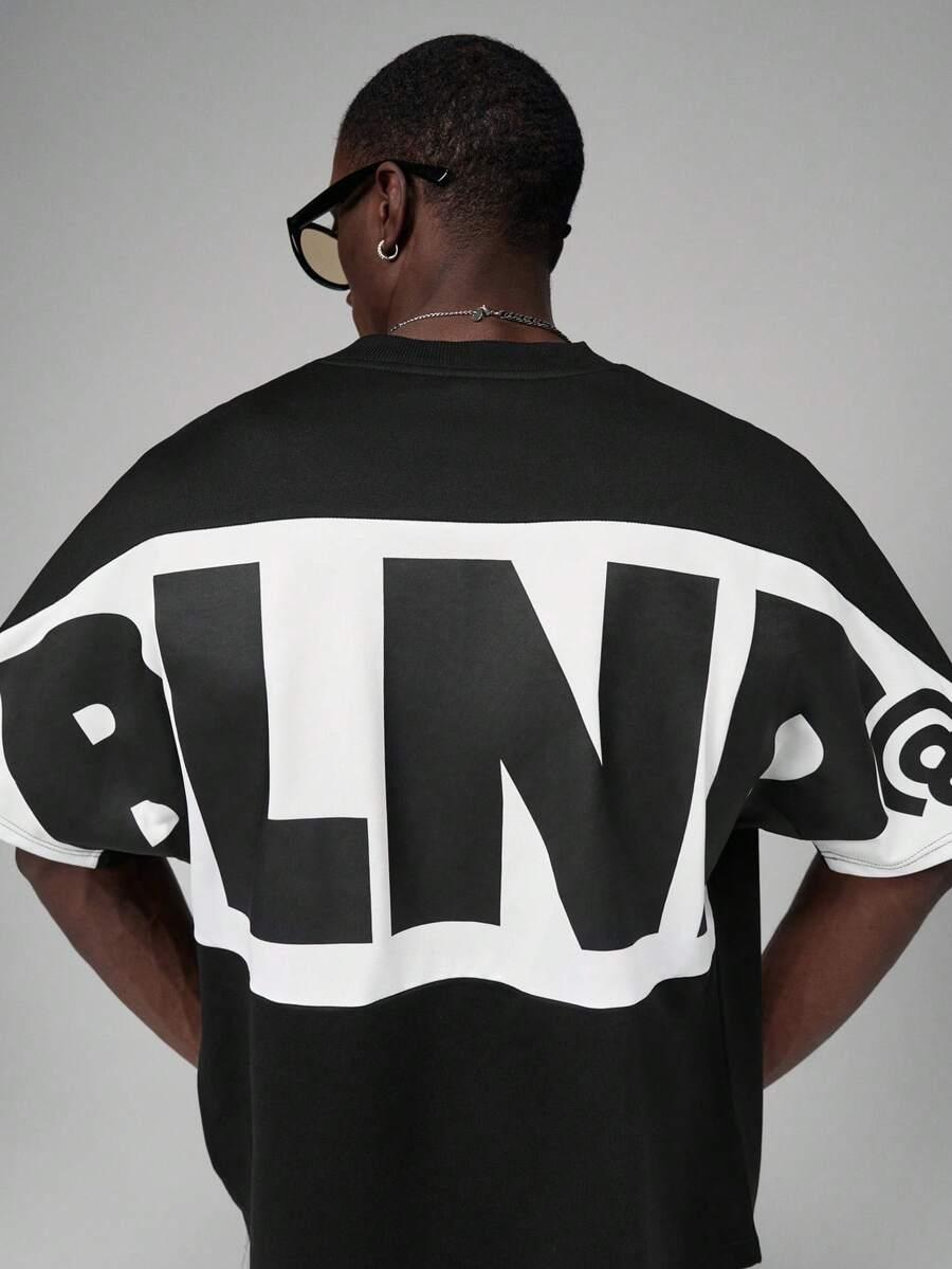CZARNY T-SHIRT NADRUK