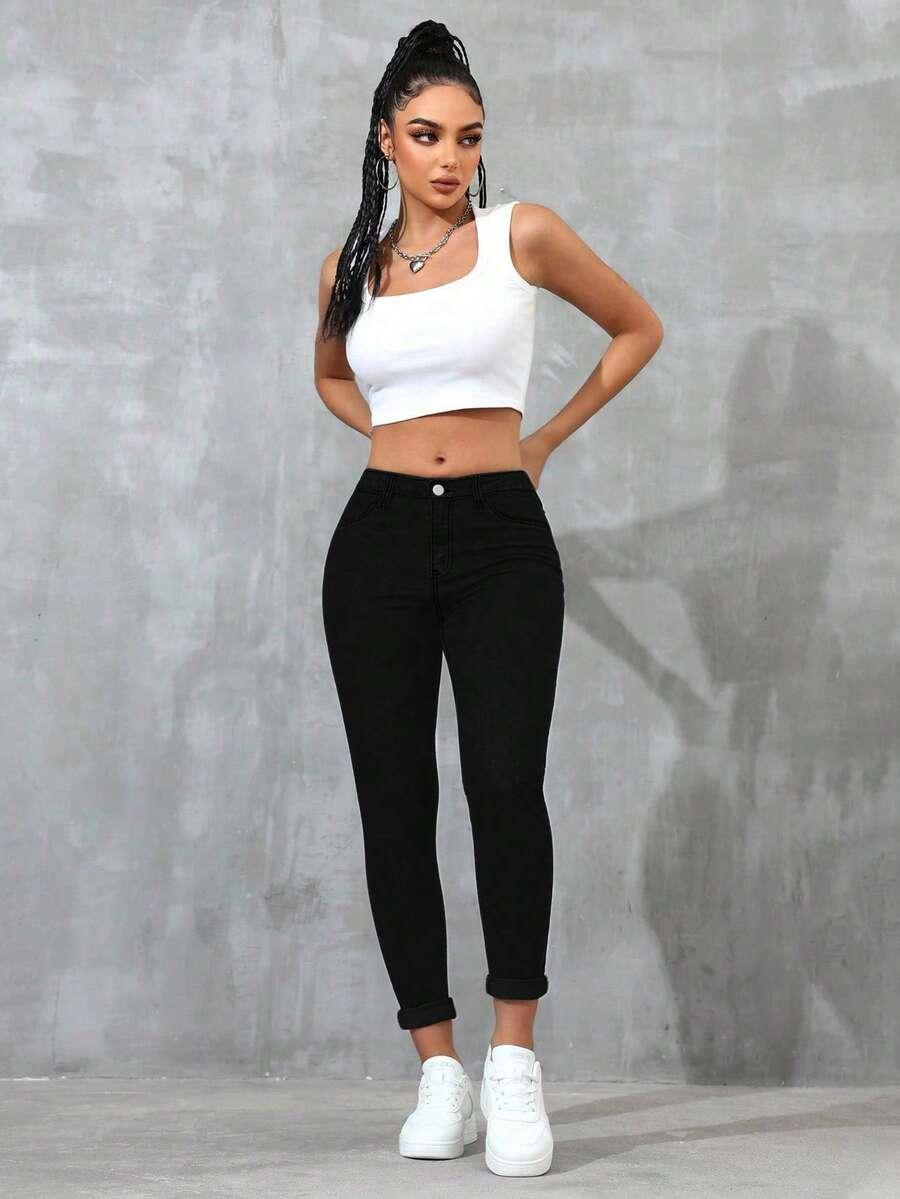 CZARNE SPODNIE JEANS