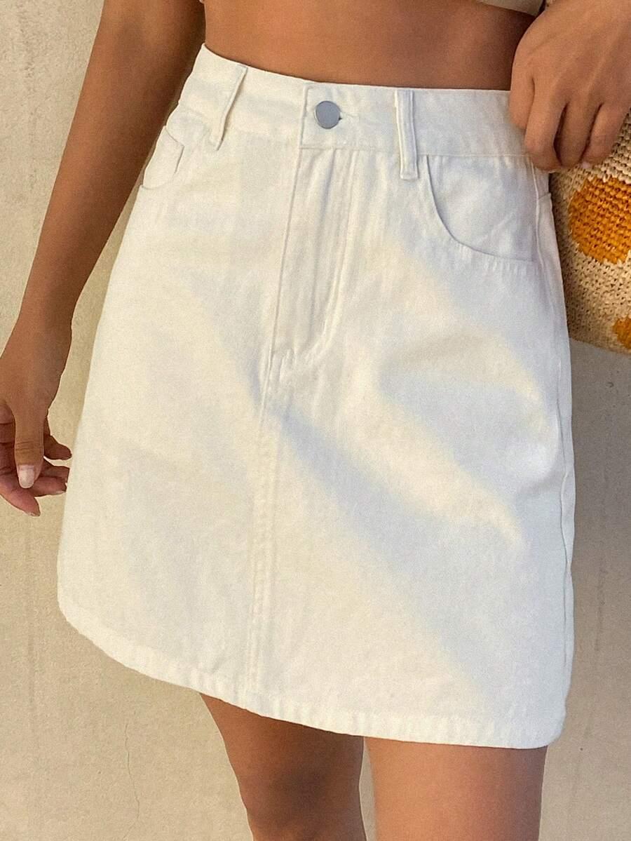 kremowa mini spódnica jeans