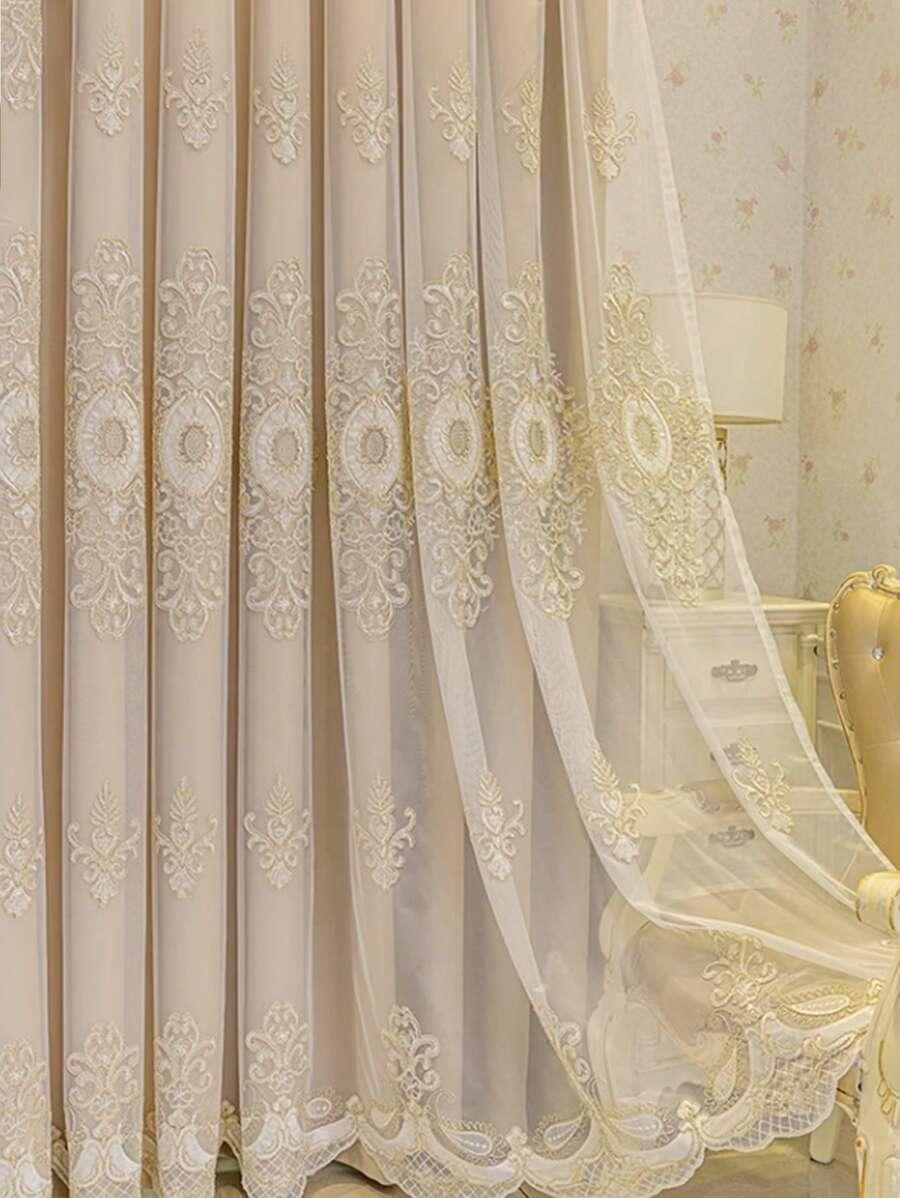 beżowa firanka mix wzorów