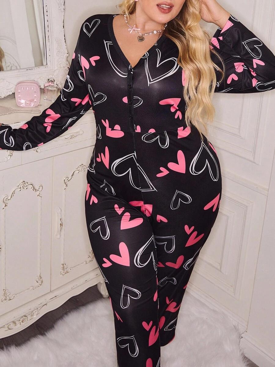 PIŻAMA KOMBINEZON ONESIE wzór serca