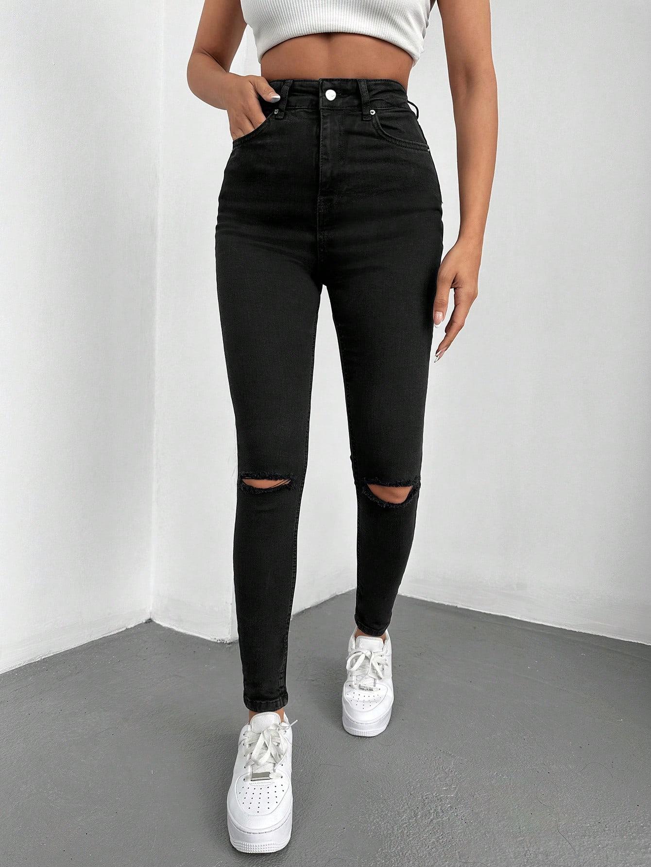 CZARNE SPODNIE JEANS RURKI 