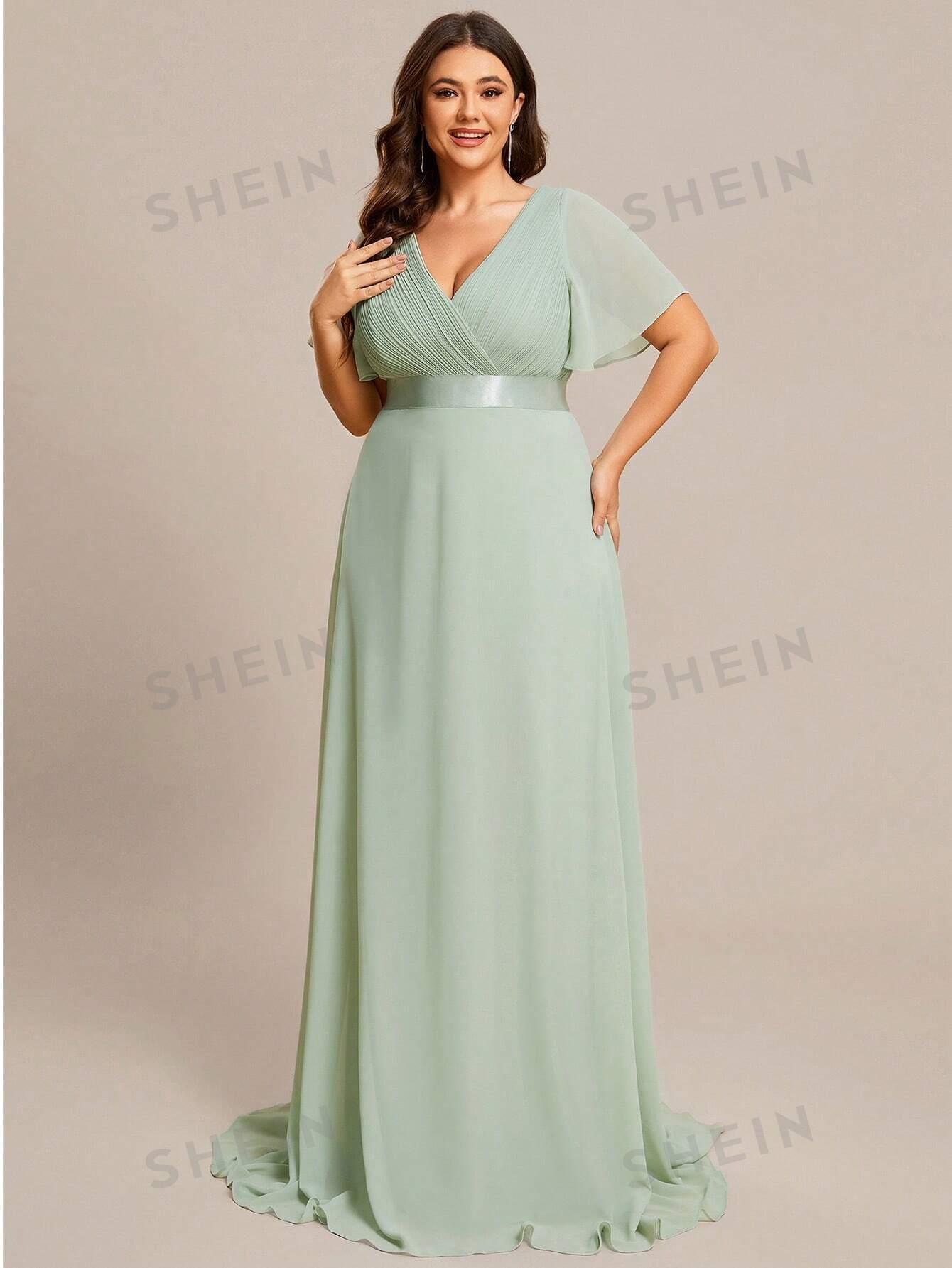 ZIELONA MAXI SUKIENKA V-NECK