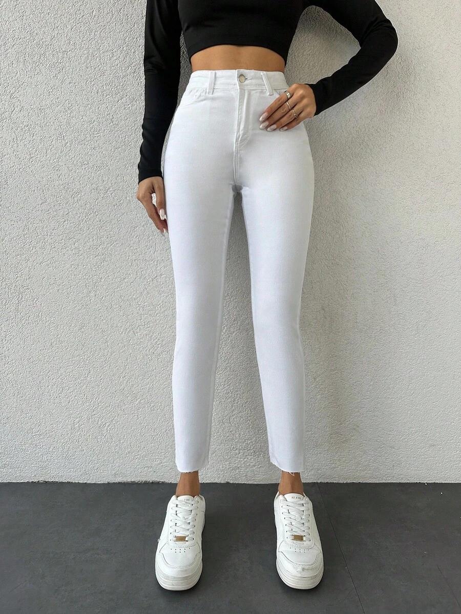 BIAŁE SPODNIE JEANS RURKI
