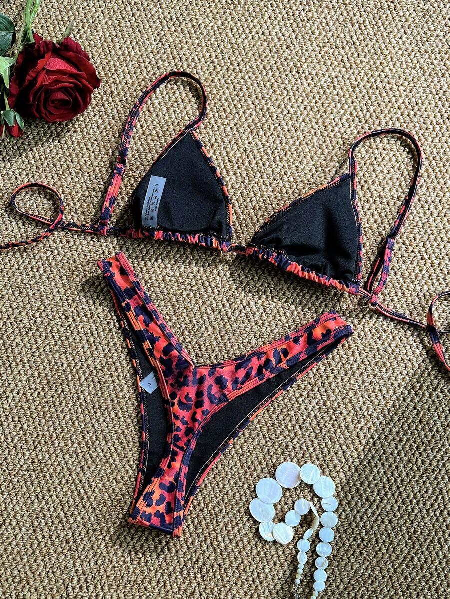 dwuczęściowy strój kąpielowy animal print
