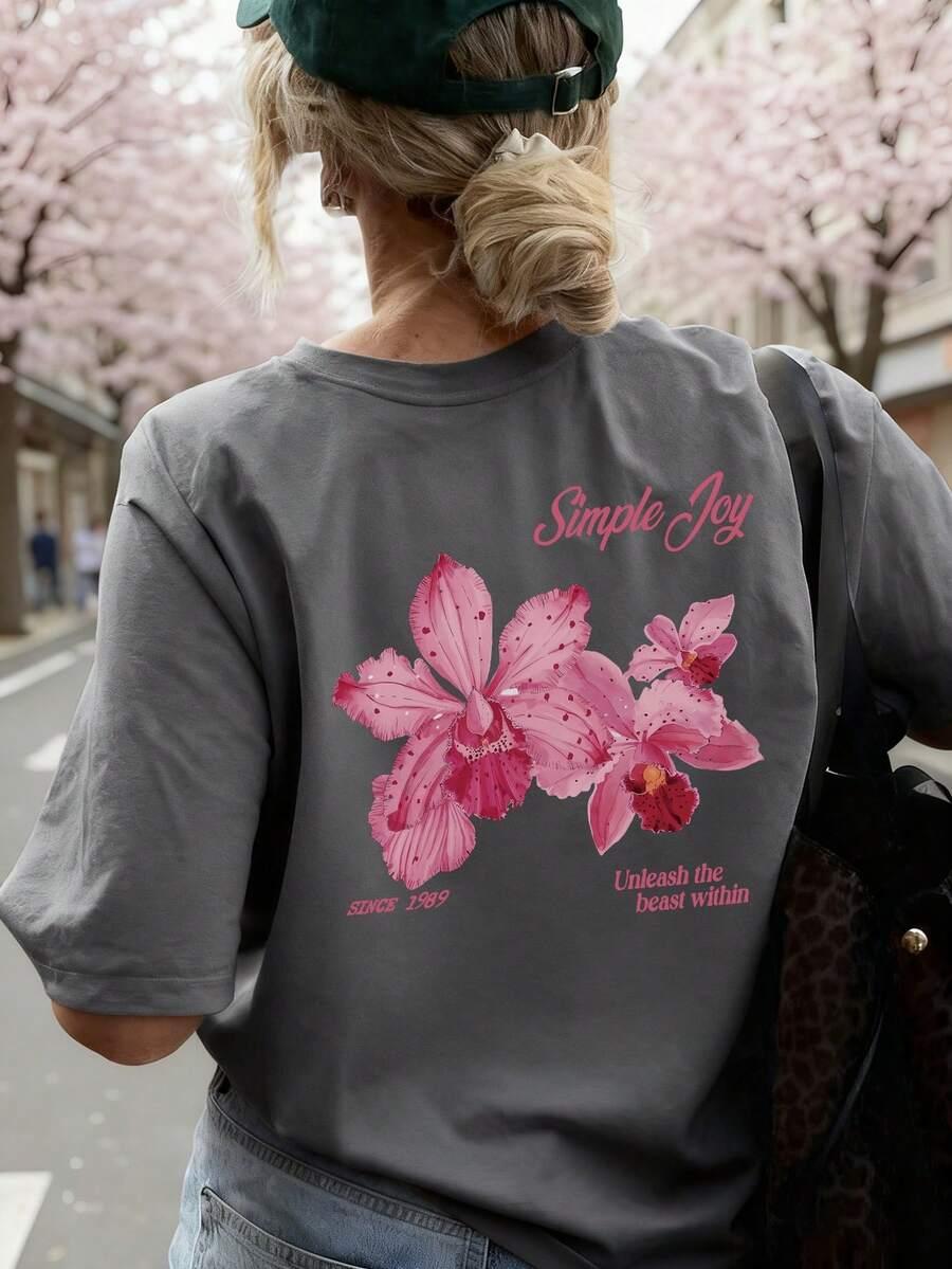 SZARY T-SHIRT NADRUK