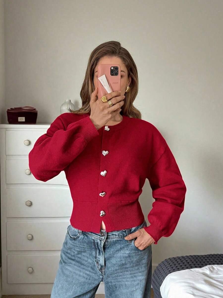 CZERWONY SWETER KARDIGAN