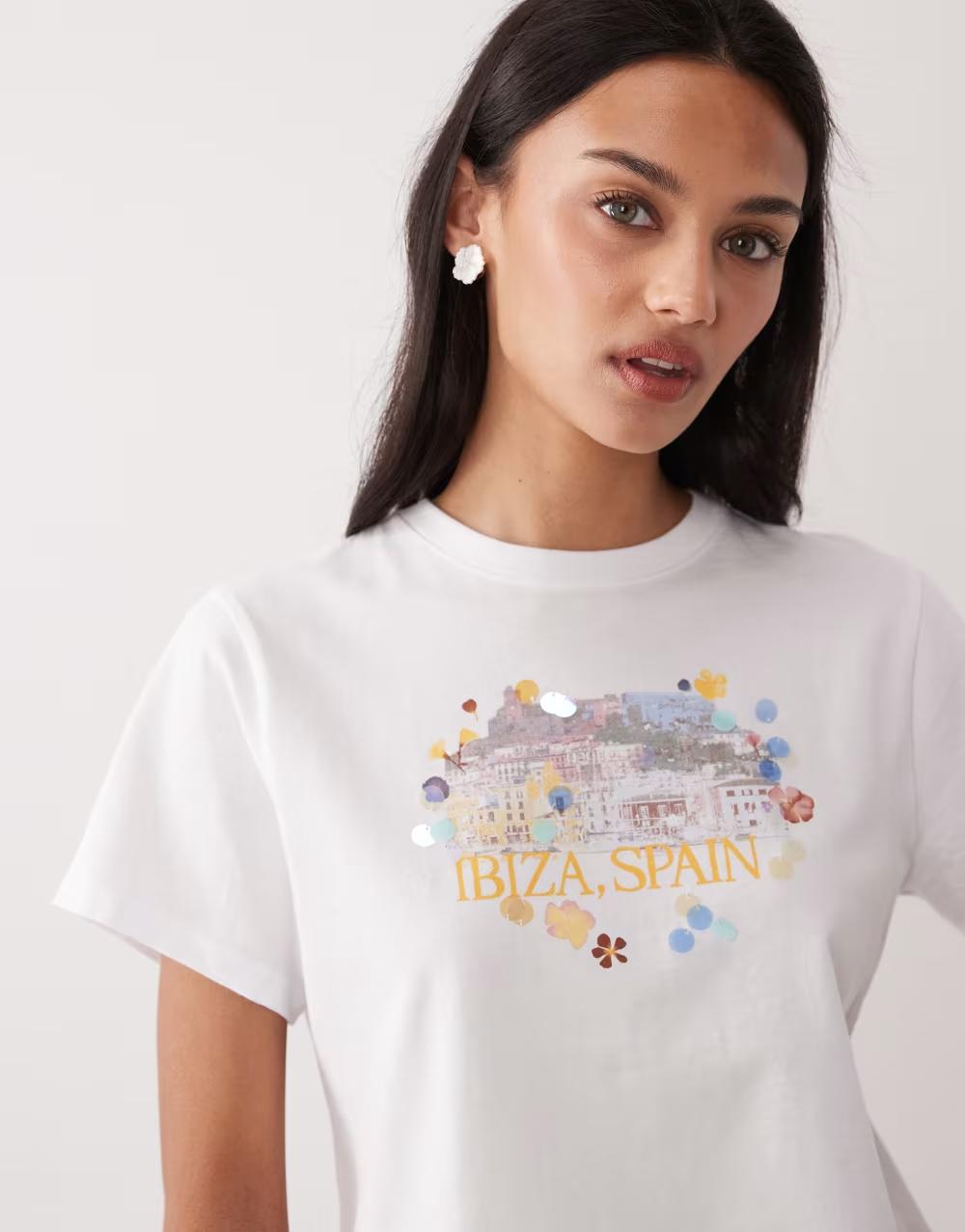 biały t-shirt print
