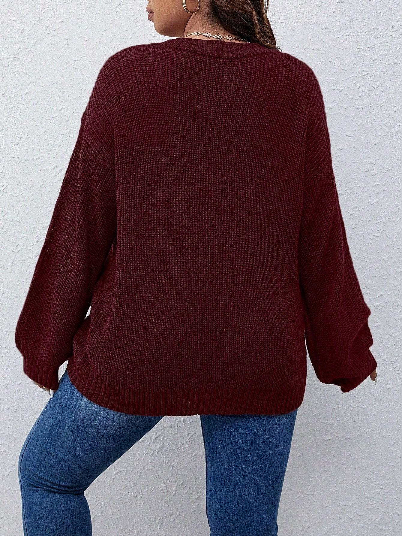 bordowy sweter v-neck