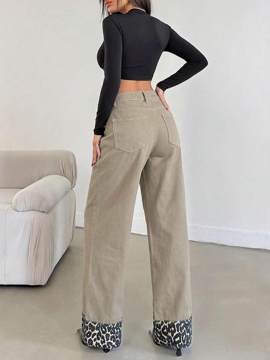 spodnie jeans animal print