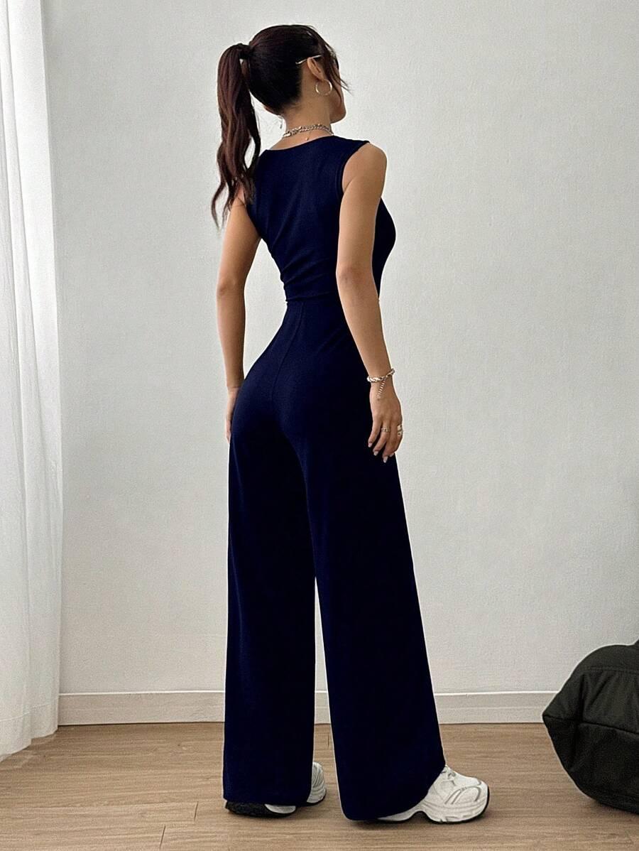 GRANATOWY KOMBINEZON CASUAL