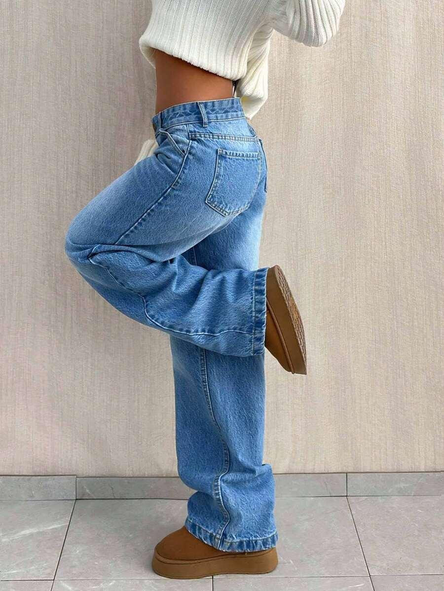 NIEBIESKIE SPODNIE JEANS NISKI STAN