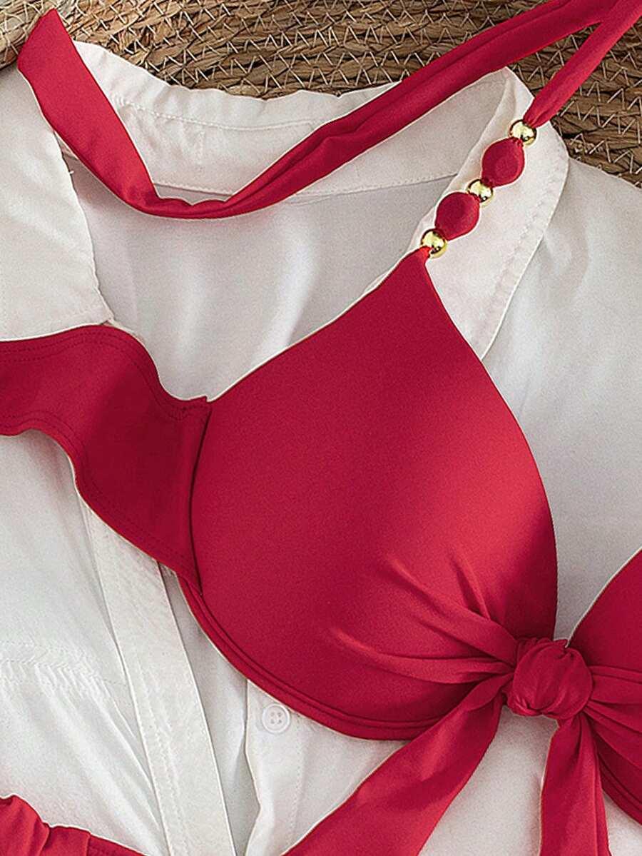 czerwony komplet bikini