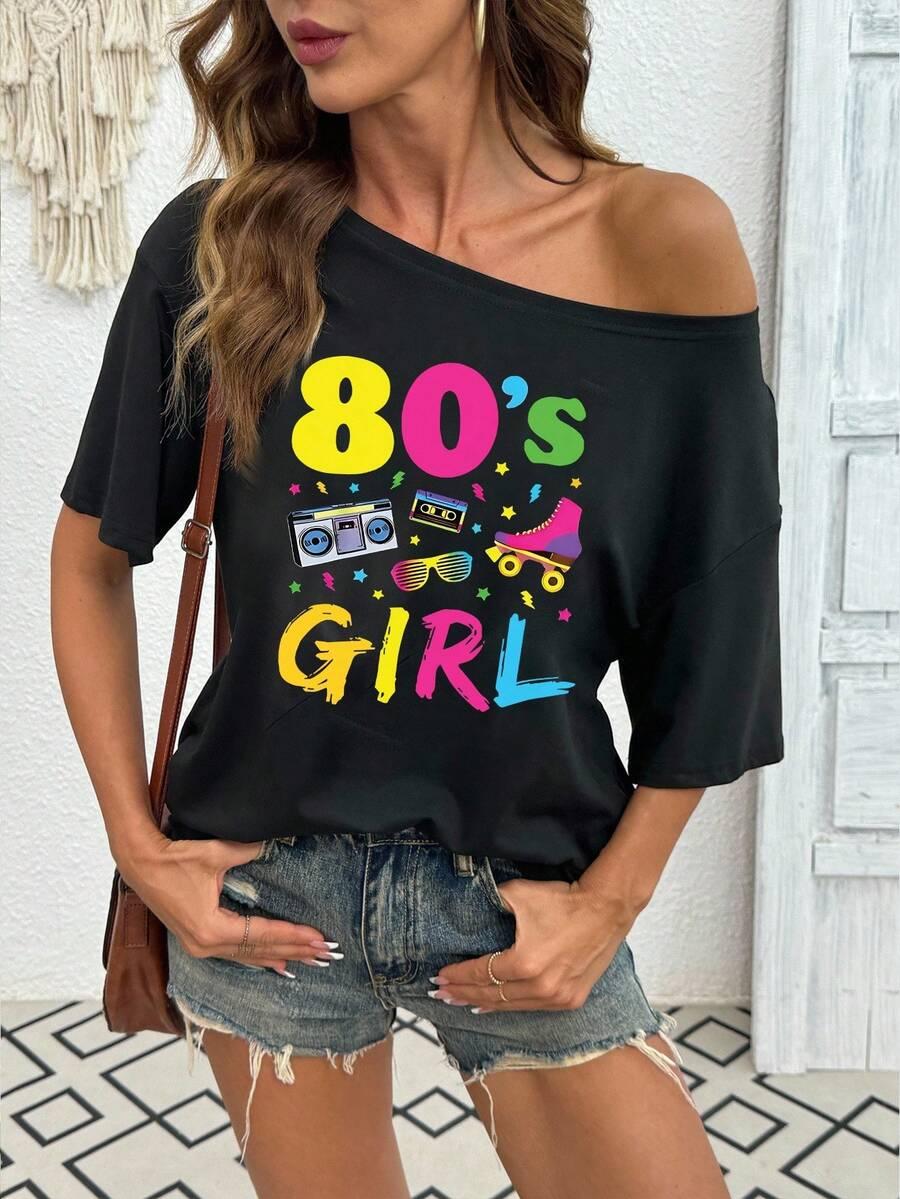 czarny t-shirt nadruk