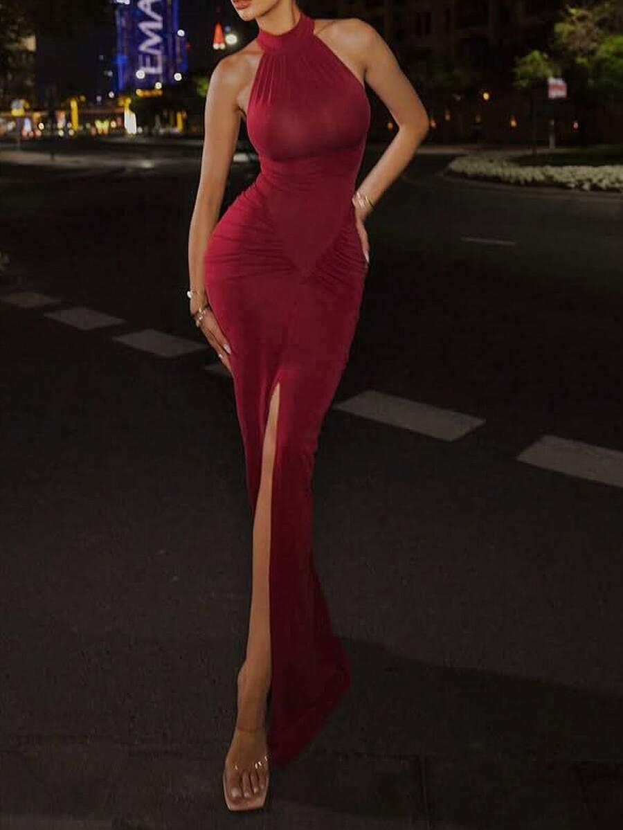 czerwona maxi sukienka