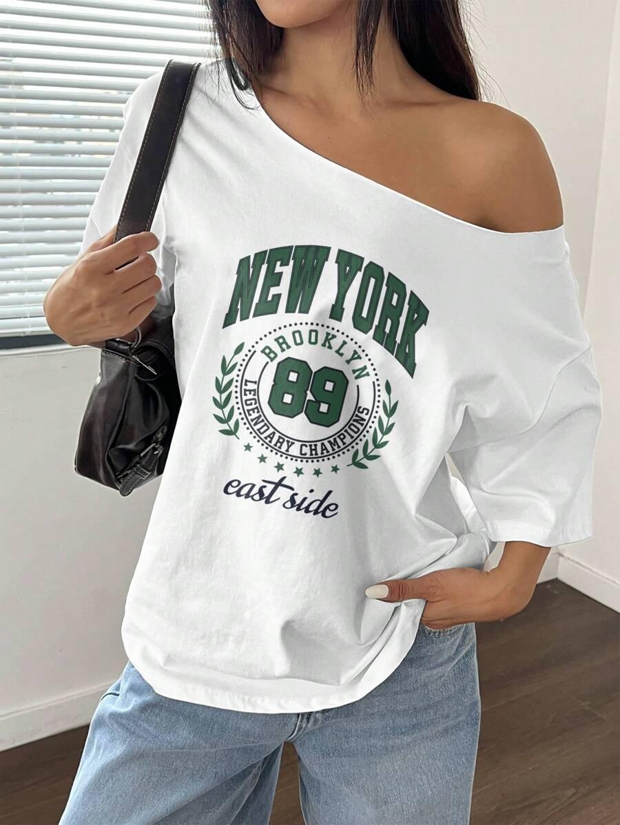 biały t-shirt nadruk