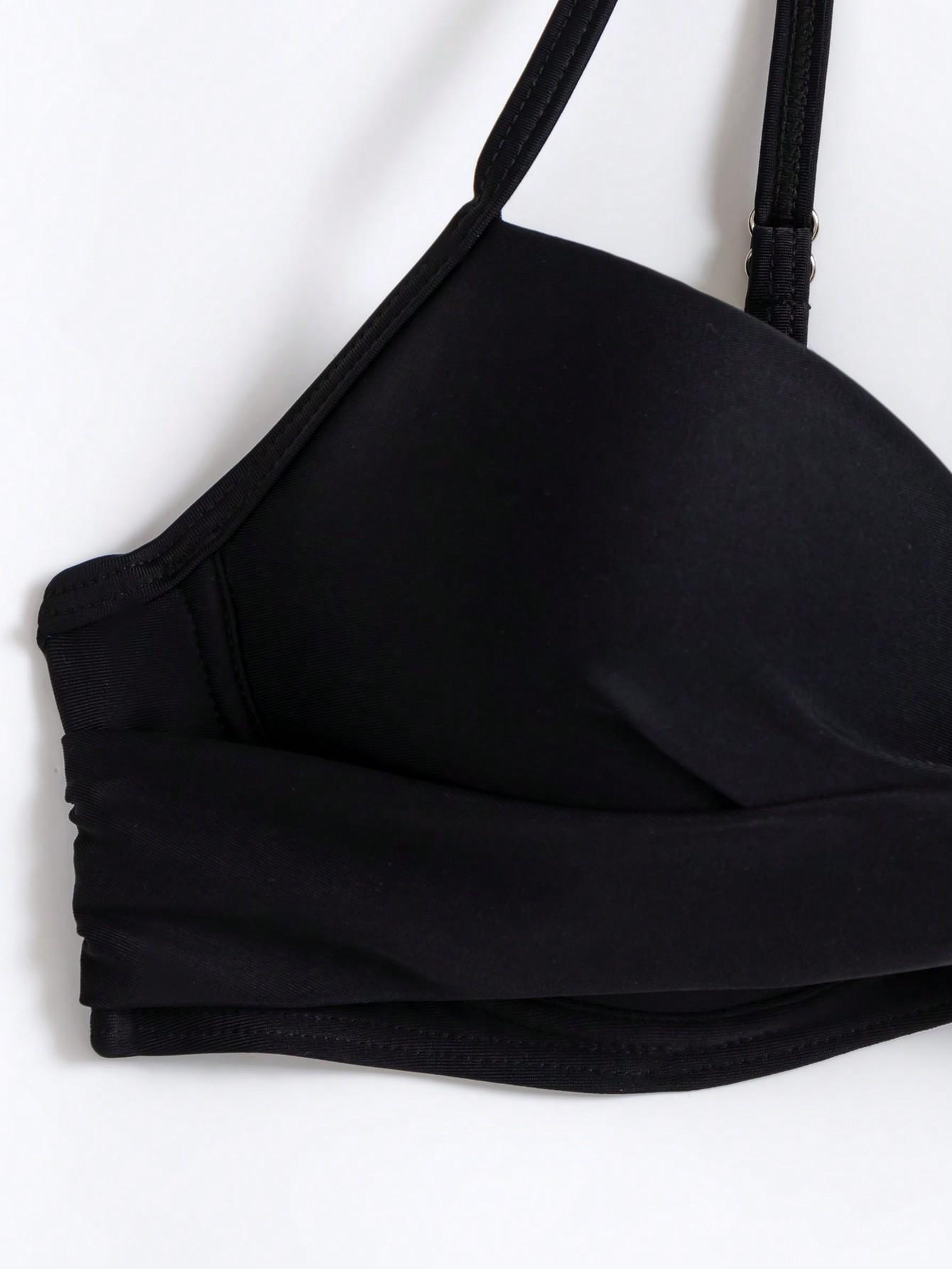 CZARNA GÓRA OD BIKINI Z FISZBINAMI