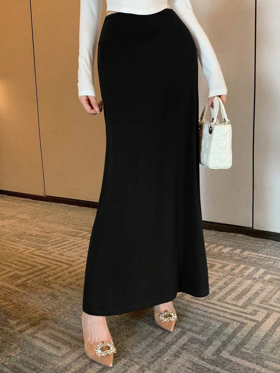 czarna maxi spódnica casual