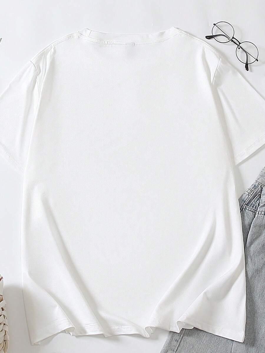 biały t-shirt nadruk oversize
