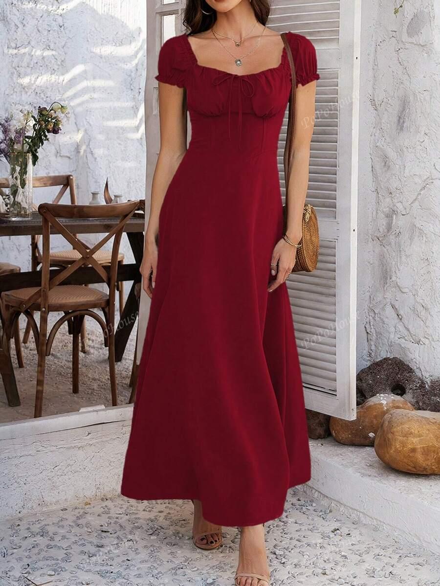 CZERWONA MAXI SUKIENKA