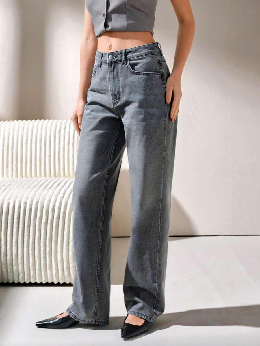 SZARE SPODNIE JEANS 