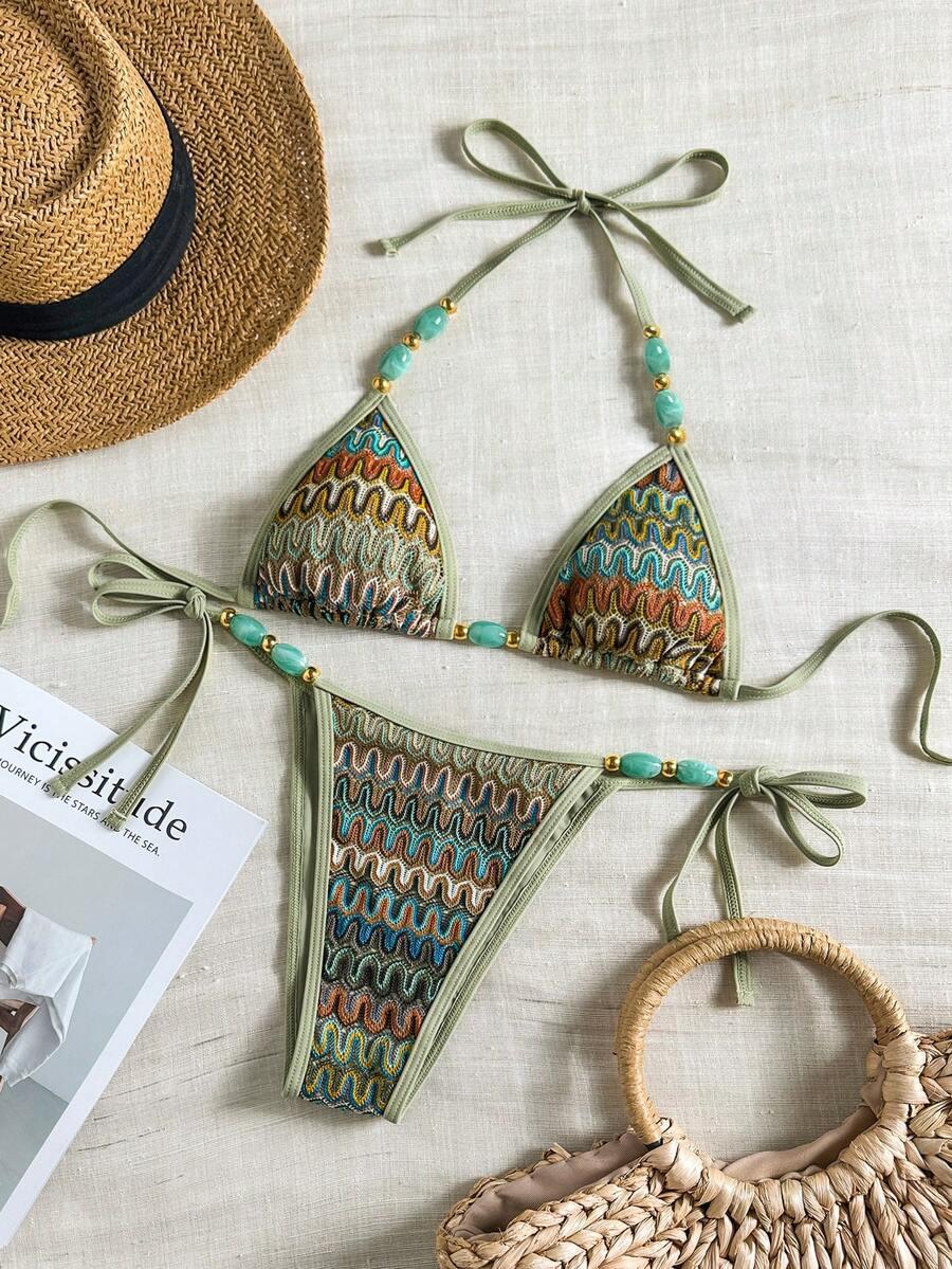 WIĄZANY DWUCZĘŚCIOWY STRÓJ KĄPIELOWY BOHO