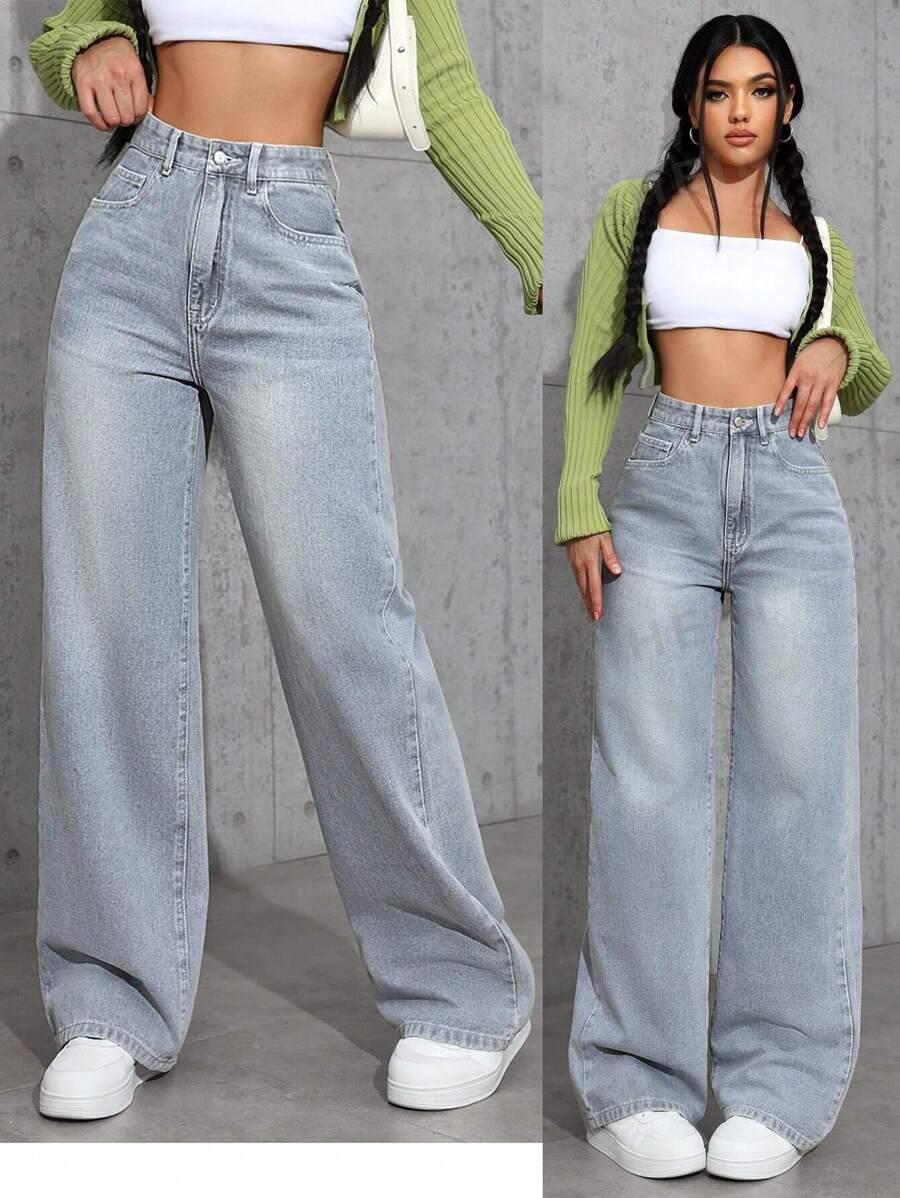 szare spodnie jeans wysoki stan