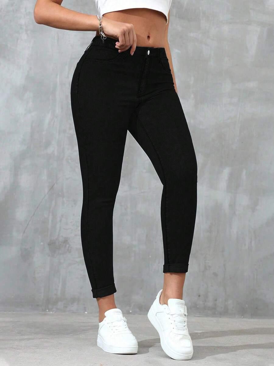 CZARNE SPODNIE JEANS