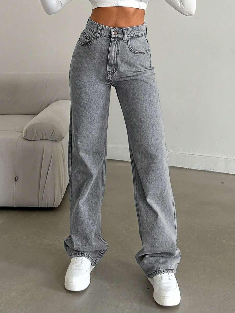 SZARE PROSTE SPODNIE JEANS