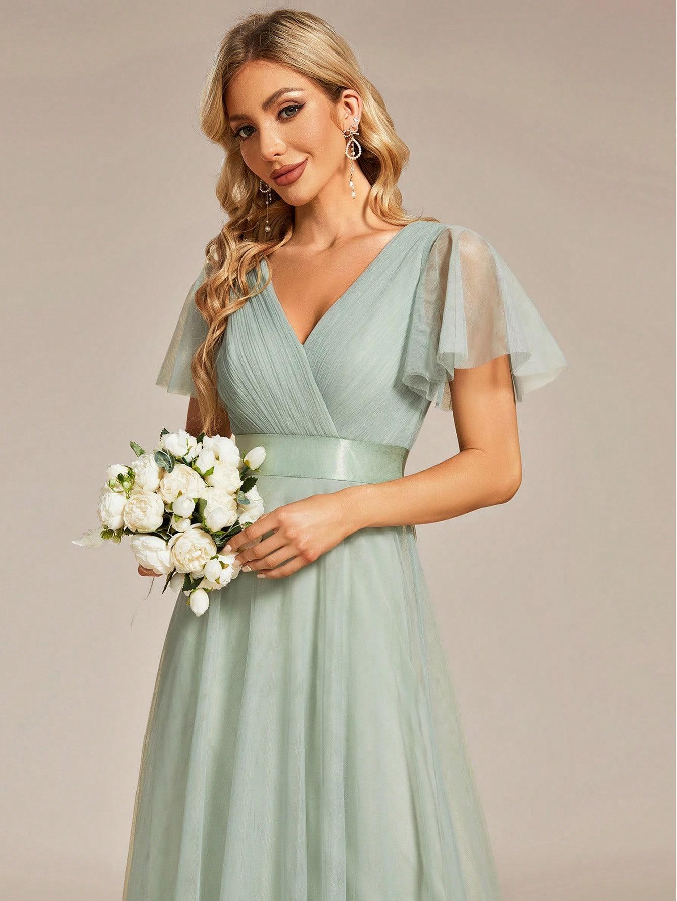 ZIELONA MAXI SUKIENKA V NECK