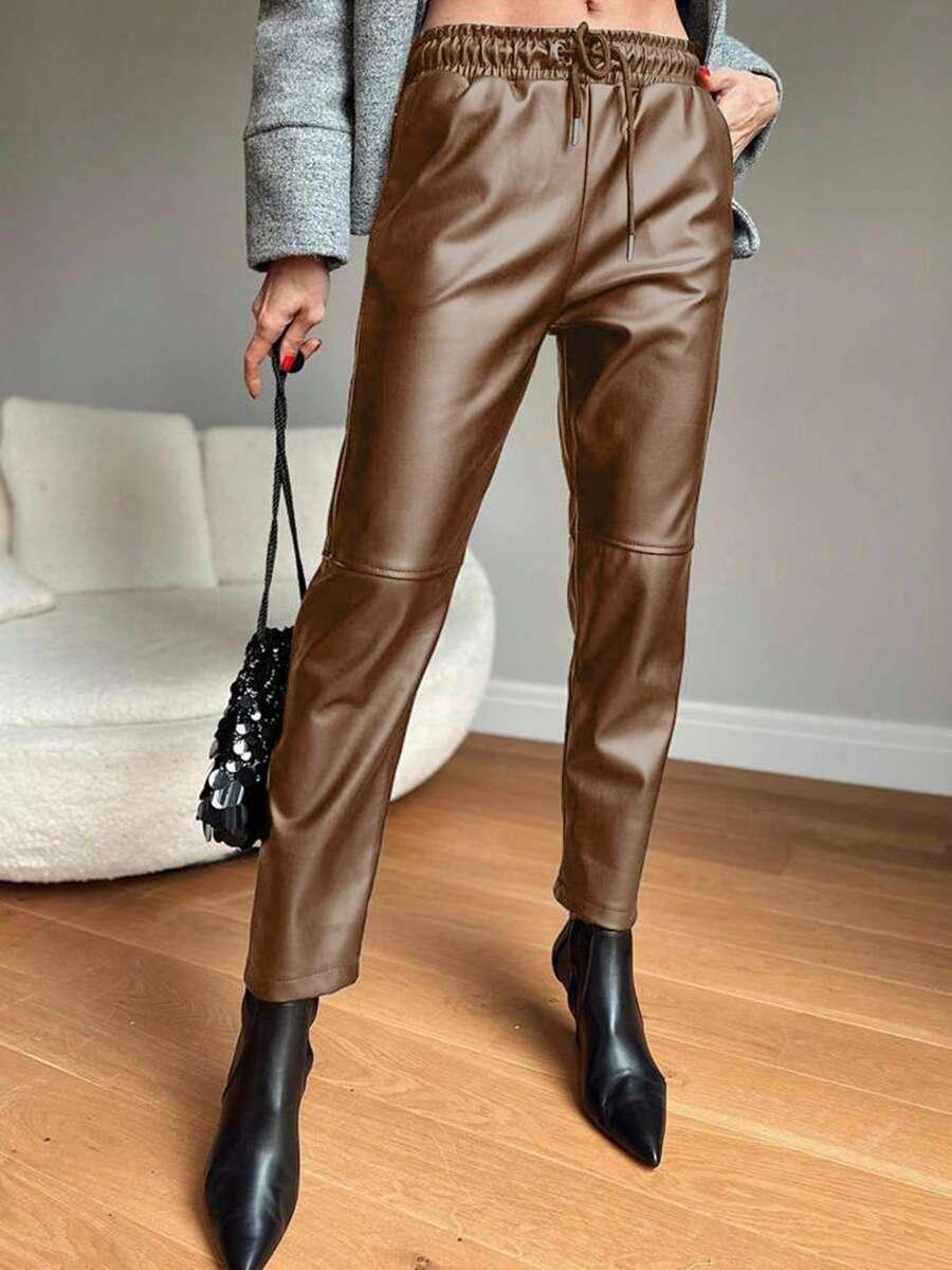 brązowe spodnie casual 