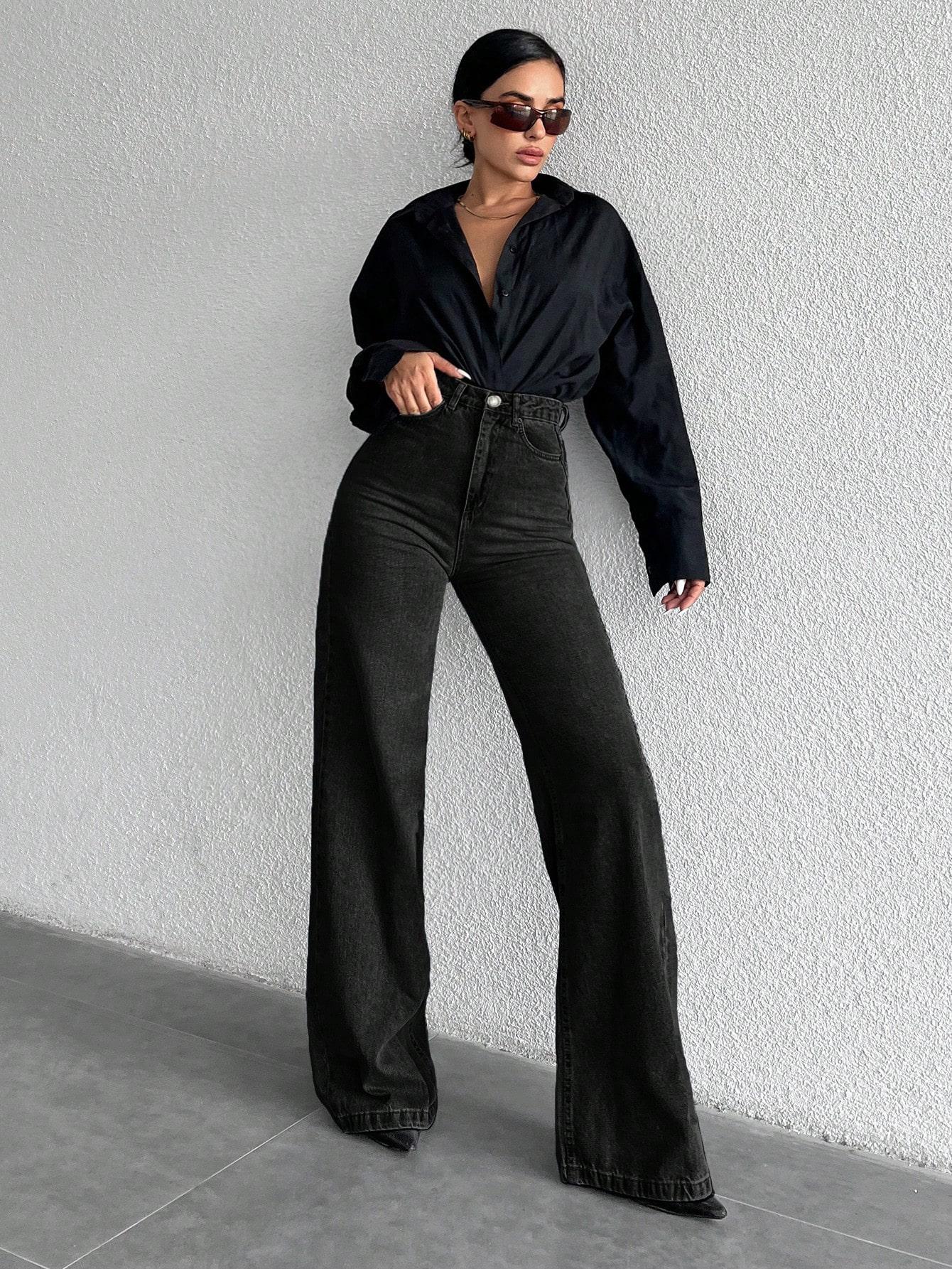 CZARNE SPODNIE JEANS