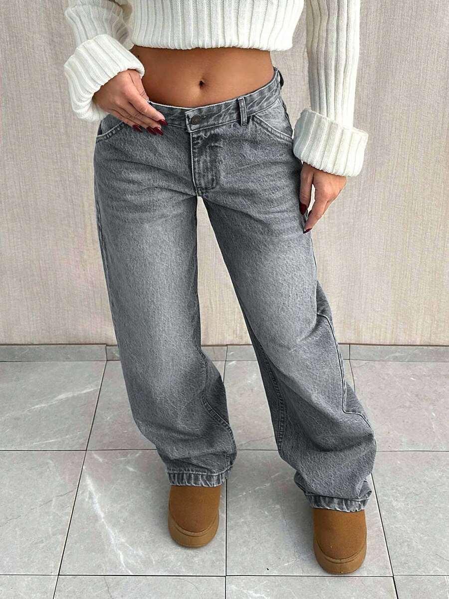 SZARE SPODNIE JEANS