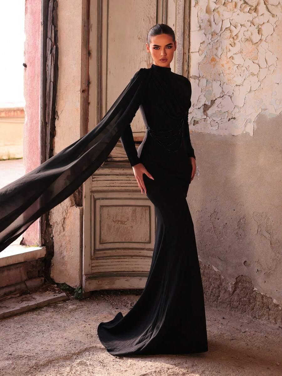 CZARNA MAXI SUKIENKA