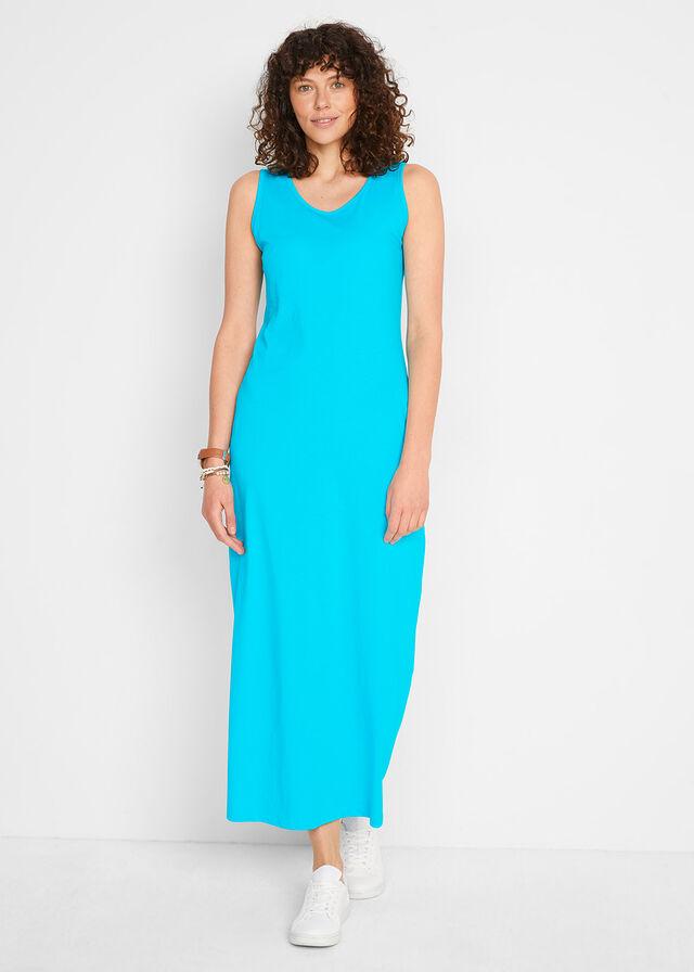 GRANATOWA MAXI SUKIENKA BEZ RĘKAWÓW V-NECK
