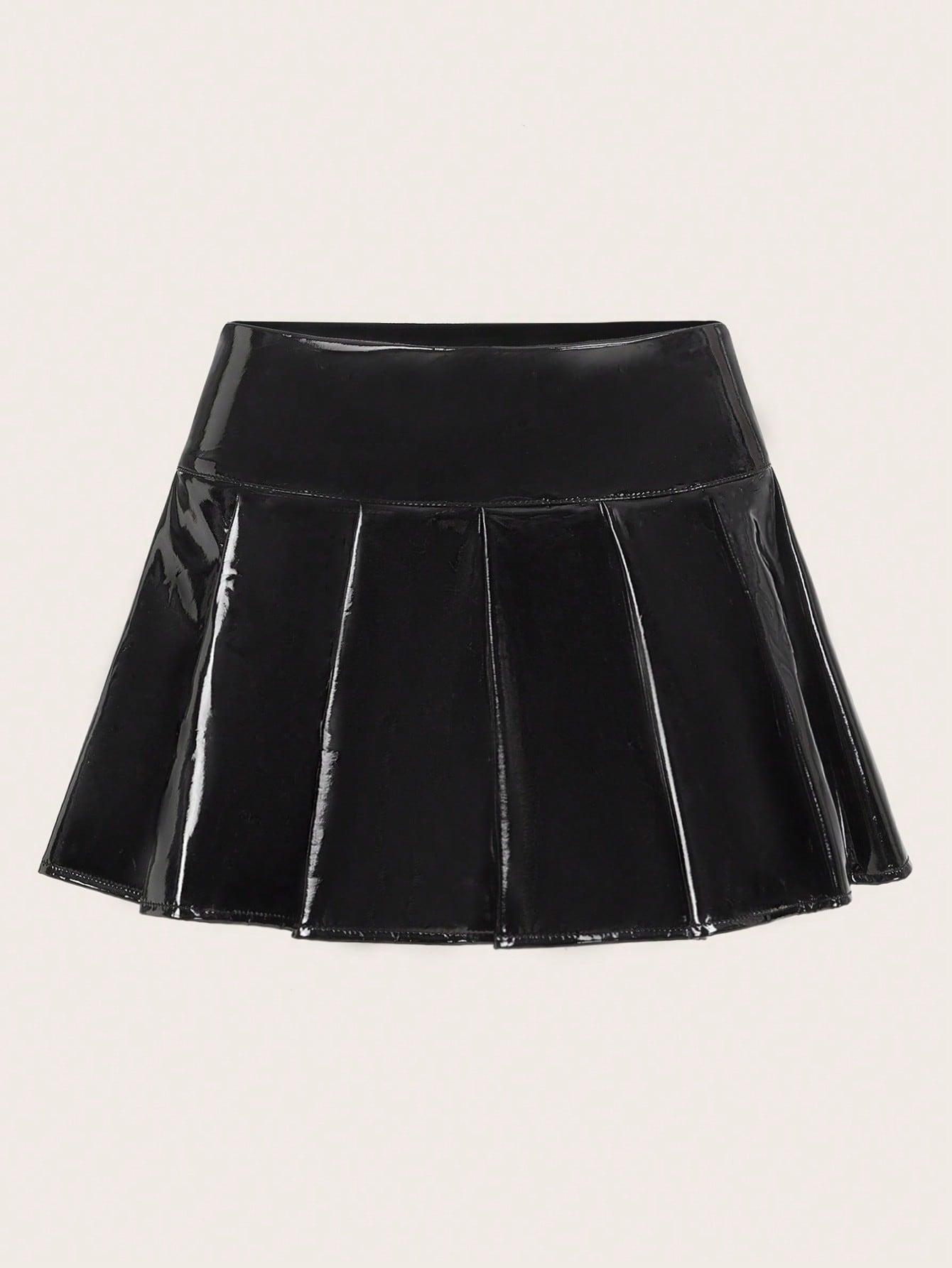 czarna lakierowana mini spódnica 