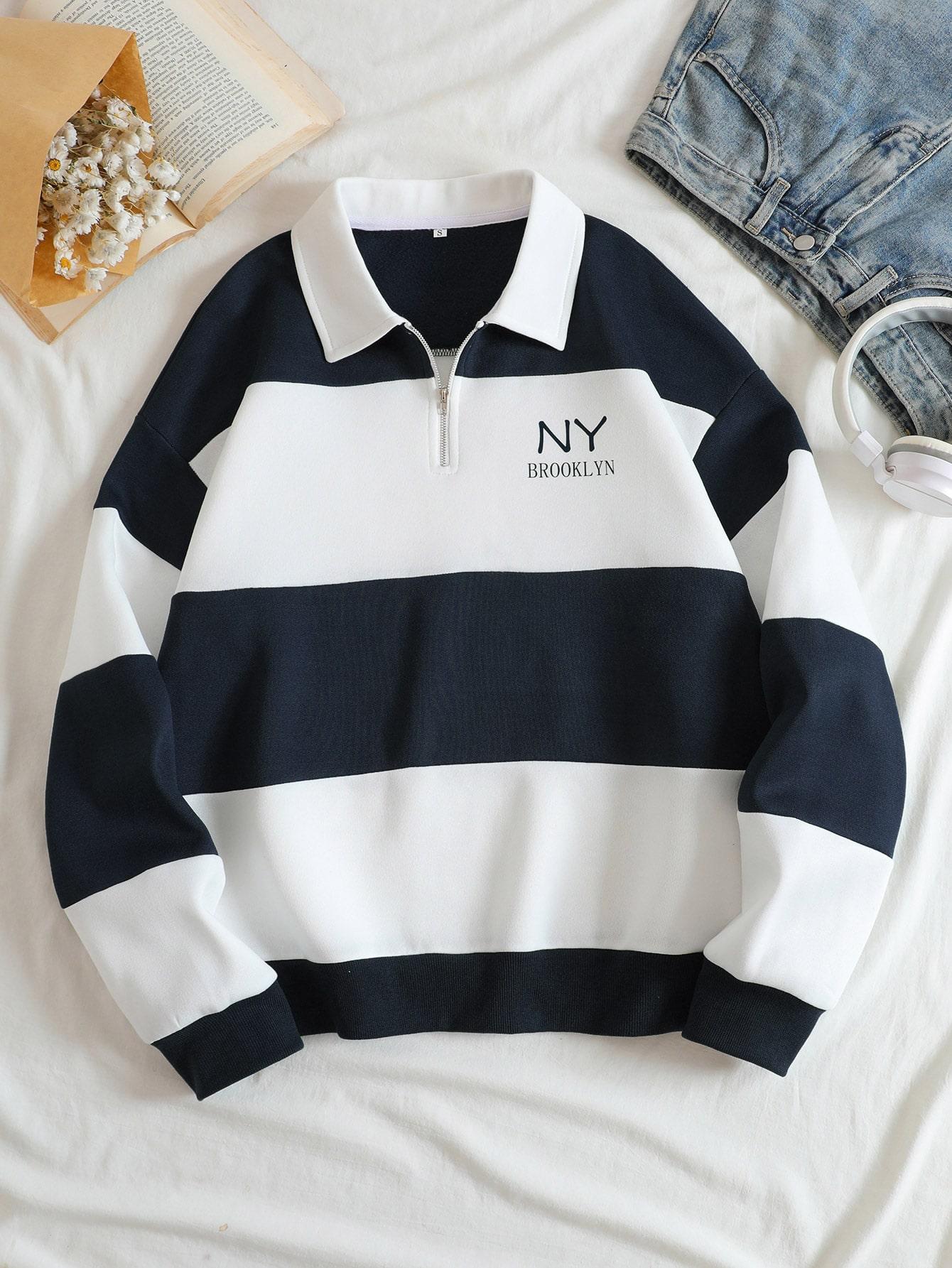 BLUZA W PASKI ZAMEK