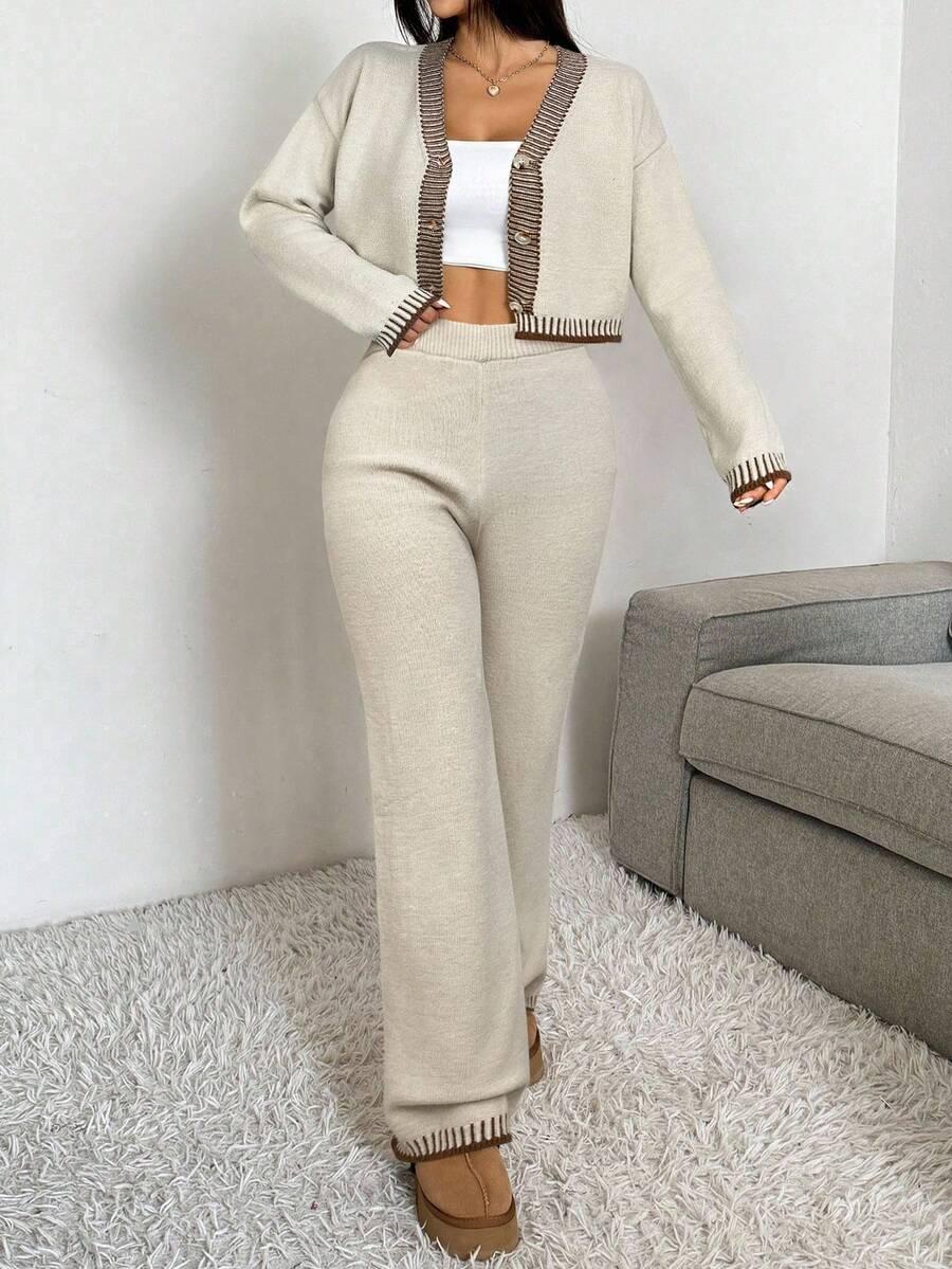 sweter rozpinany spodnie komplet