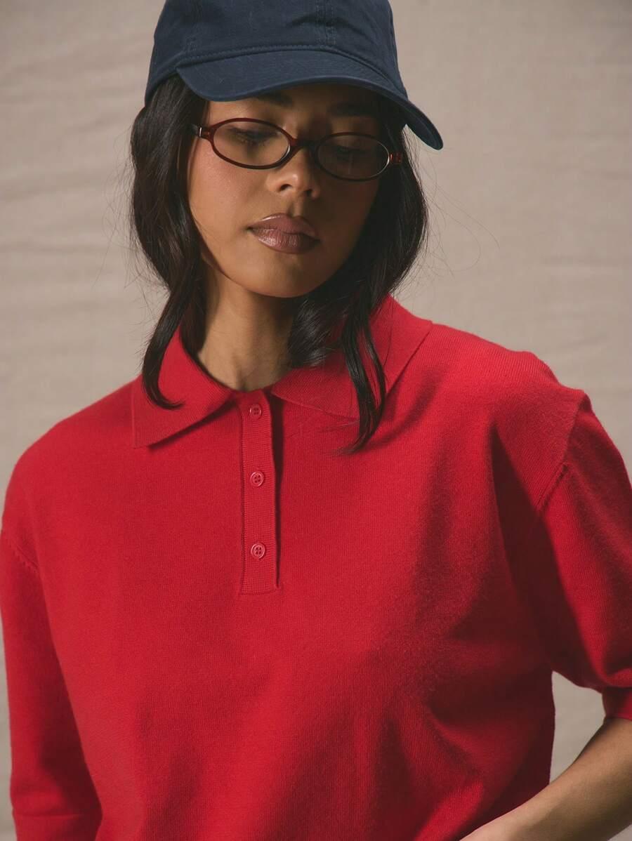 dzianinowa CZERWONA KOSZULKA POLO