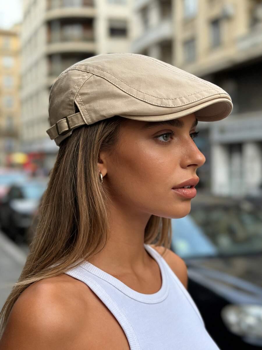 beżowy beret casual