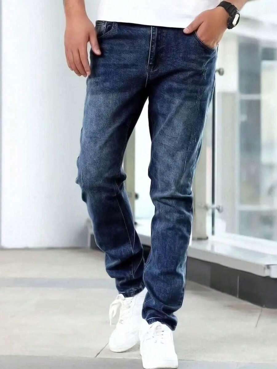GRANATOWE SPODNIE JEANS