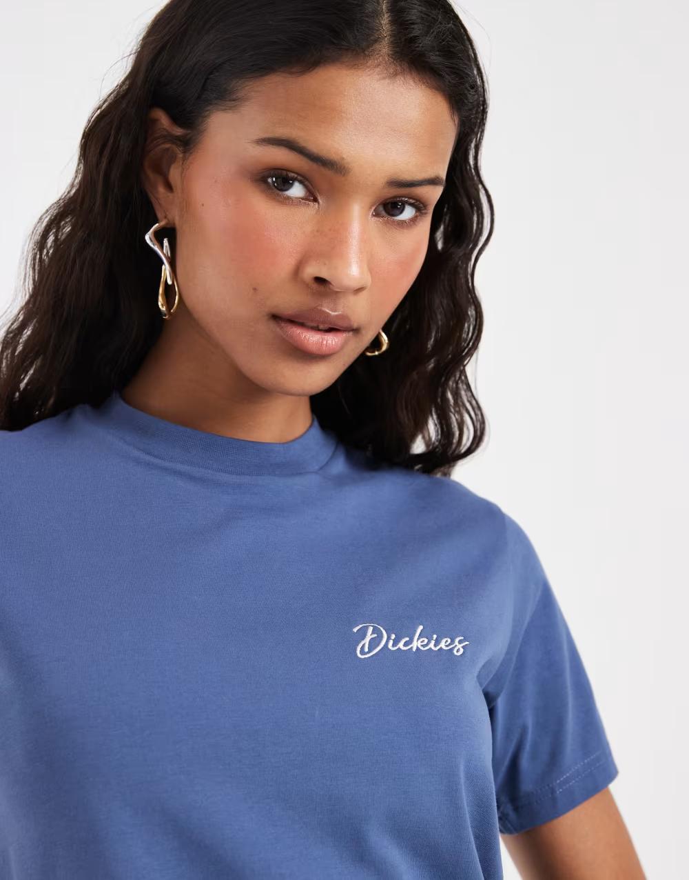 NIEBIESKI T-SHIRT Z KRÓTKIM RĘKAWEM LOGO