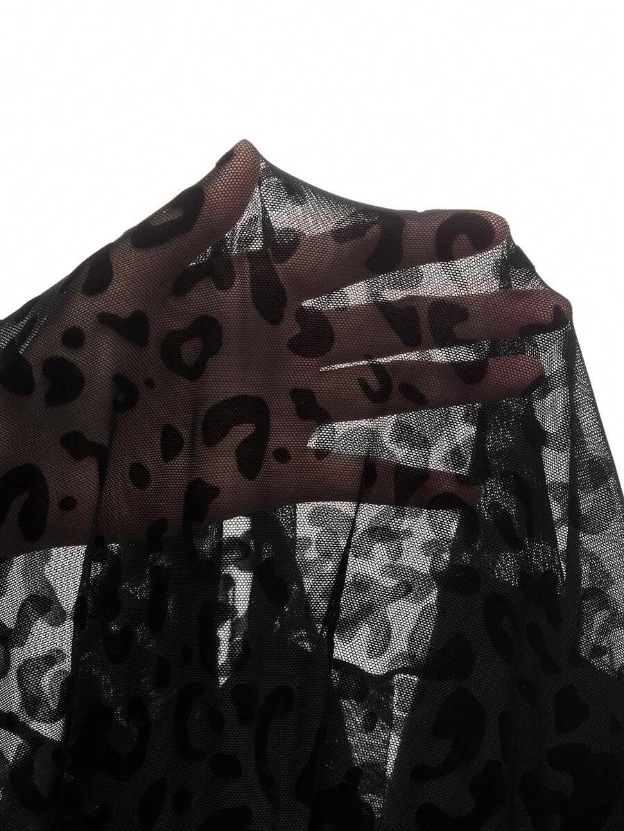 CZARNE BODY Z DŁUGIM RĘKAWEM ANIMAL PRINT 